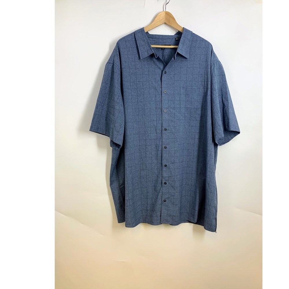 Synrgy Men's Blue Plaid Button Down Short Sleeve Shirt Size 3XLT‎ NWT